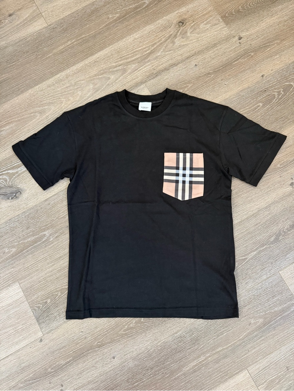 Burberry Pocket Tee with Beige Plaid Accent